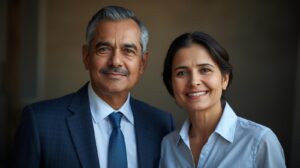 PAN Card for NRI depicting a Person of Indian male and Person of Indian origin female married couple happy with a result