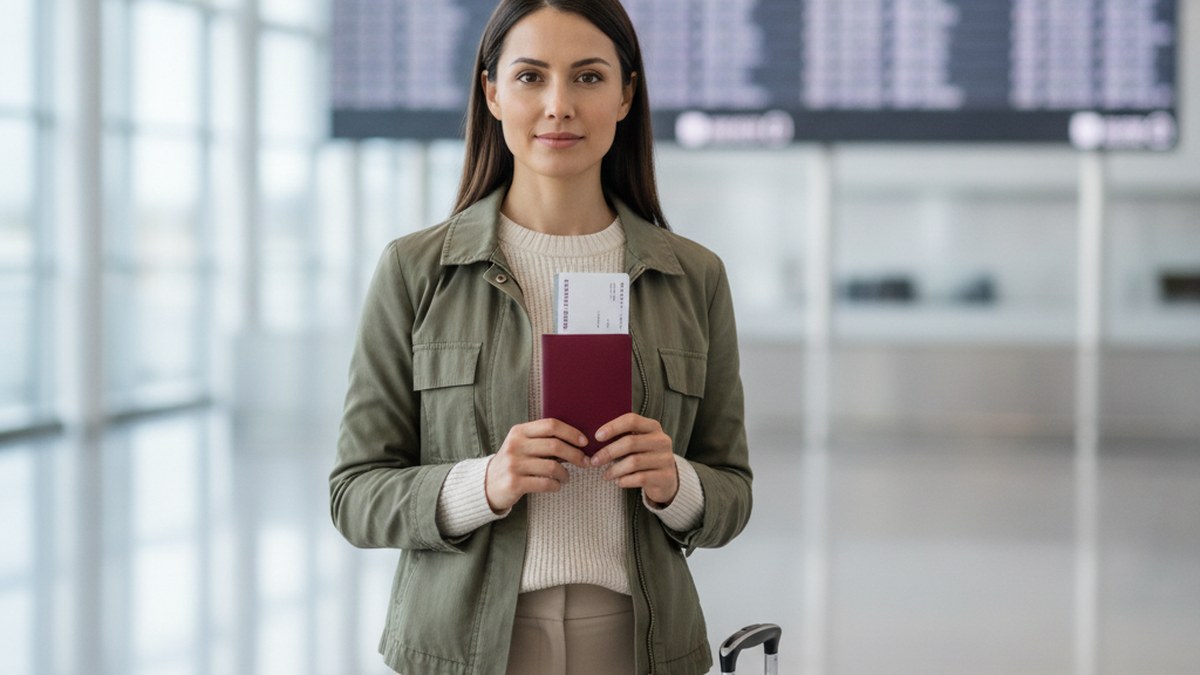 UK visitor visa 180 day rules A woman holding a ticket and passport at heathrow airport