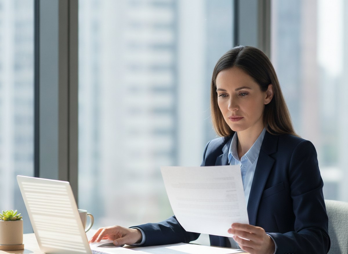 A person reviewing a UK visa refusal letter and preparing a fresh application at a desk