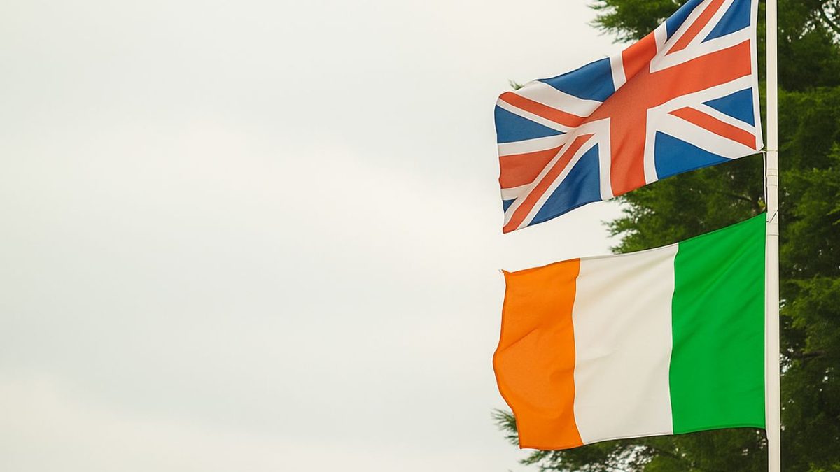 British citizenship for Irish nationals Union flag and Irish tricolour flying side by side, illustrating the simplified route to British citizenship for Irish citizens