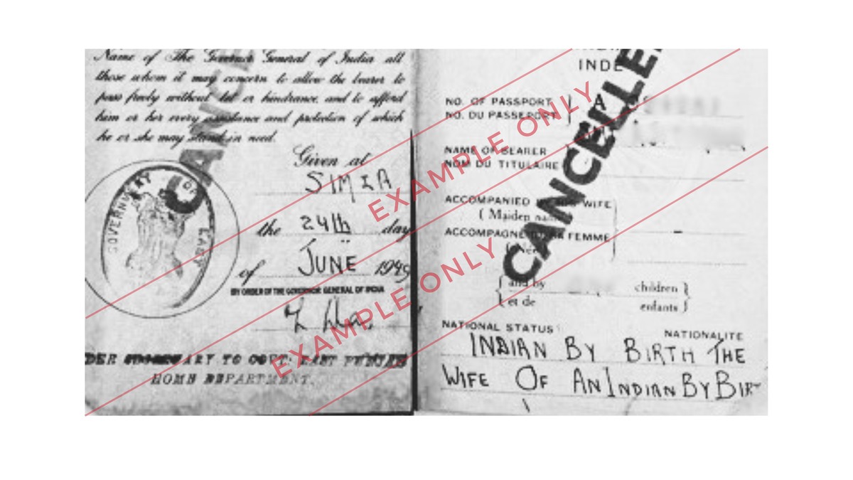 OCI Eligibility Criteria_ (Indian By Birth) & Other Terms (2)-min Cancelled 1940s Indian passport page recording the holder's nationality as Indian by birth, relevant to OCI eligibility