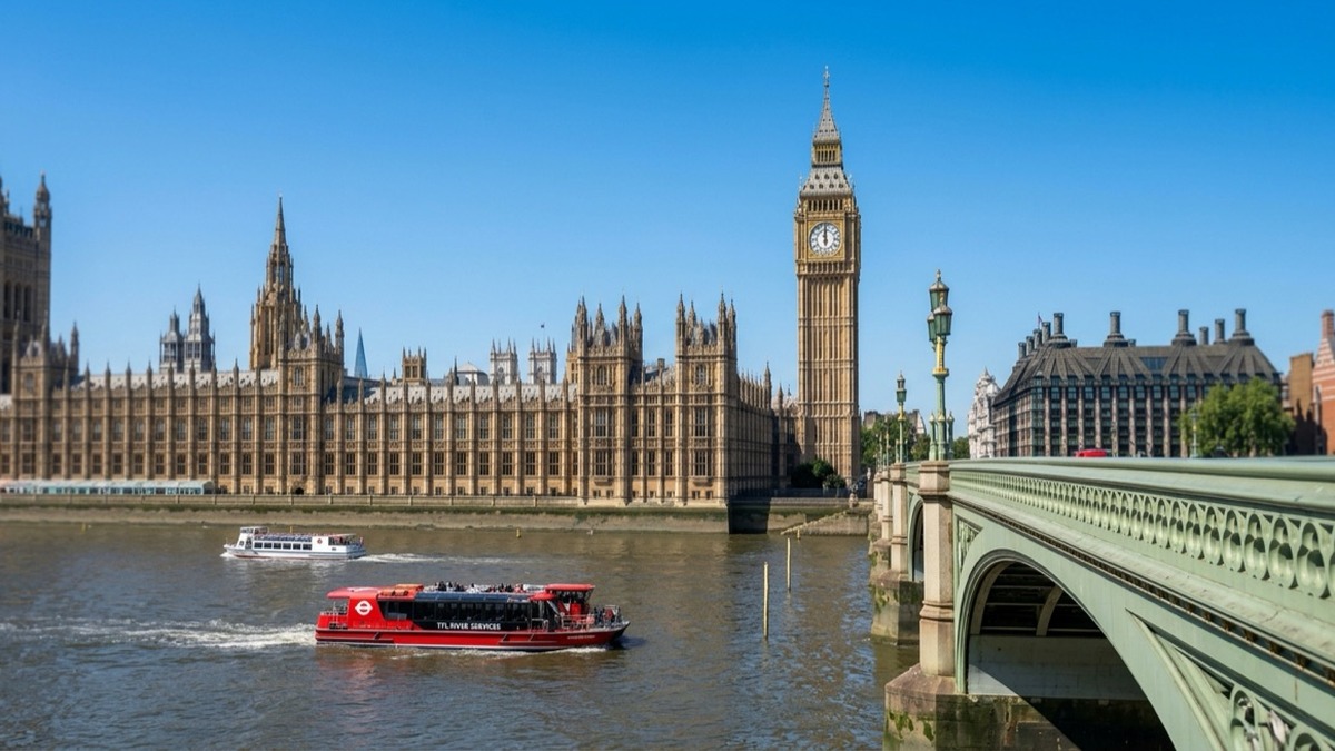 UK Immigration Rules HC 584 (Autumn 2026) The Palace of Westminster and Elizabeth Tower, where Statement of Changes HC 584 was laid before Parliament, seen across the River Thames from the South Bank with Westminster Bridge on the right.
